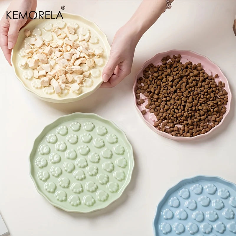 Assiette céramique à alimentation lente pour chat