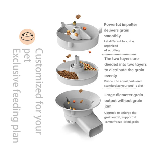 Double bol du distributeur de croquettes multi-chats